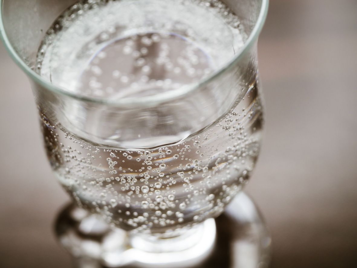 Glass with sparkling water