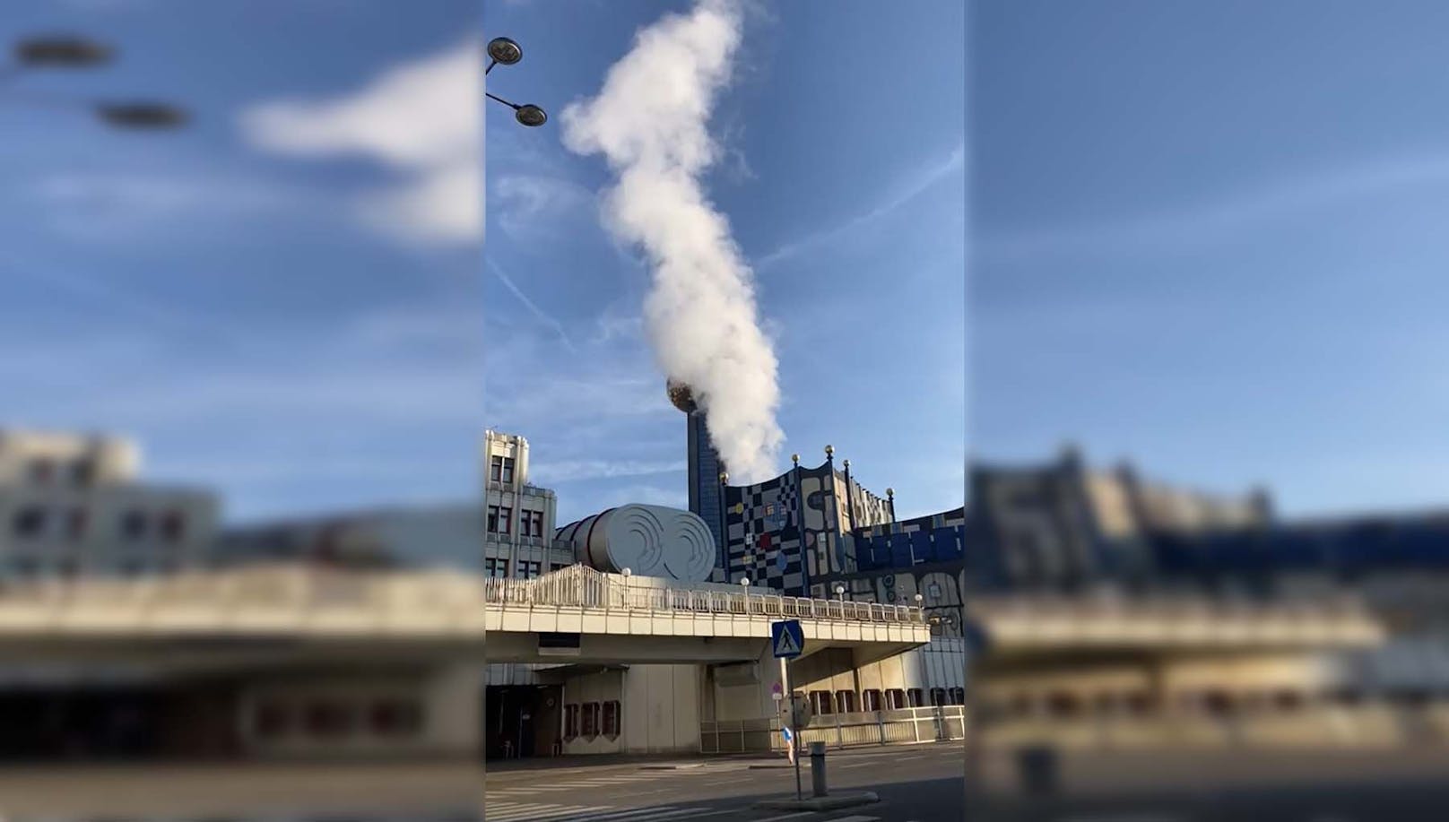 Riesige "Rauchsäule" über Wien Energie-Zentrum in Wien