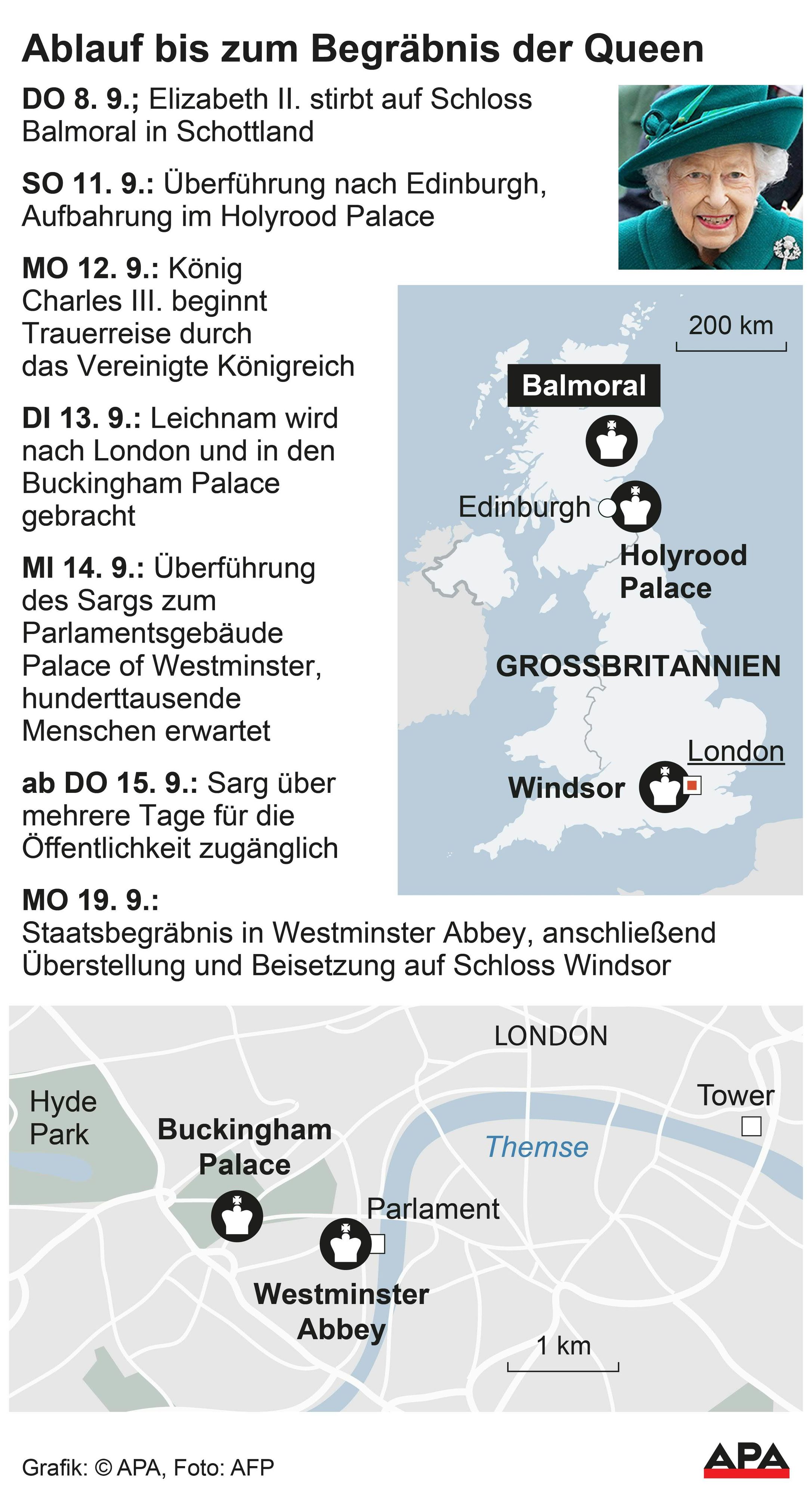 Am Dienstag wird der Sarg der Queen nach London gebracht.
