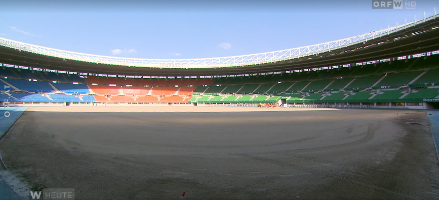 Das "nackte" Happel. Mit Laufbahn, aber ohne Rasen.