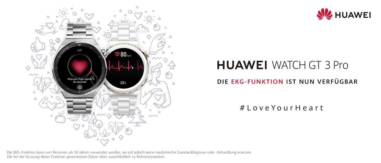 Die Huawei EKG-Funktion erscheint in Österreich für die Huawei Watch GT 3 Pro und die Huawei Watch D.