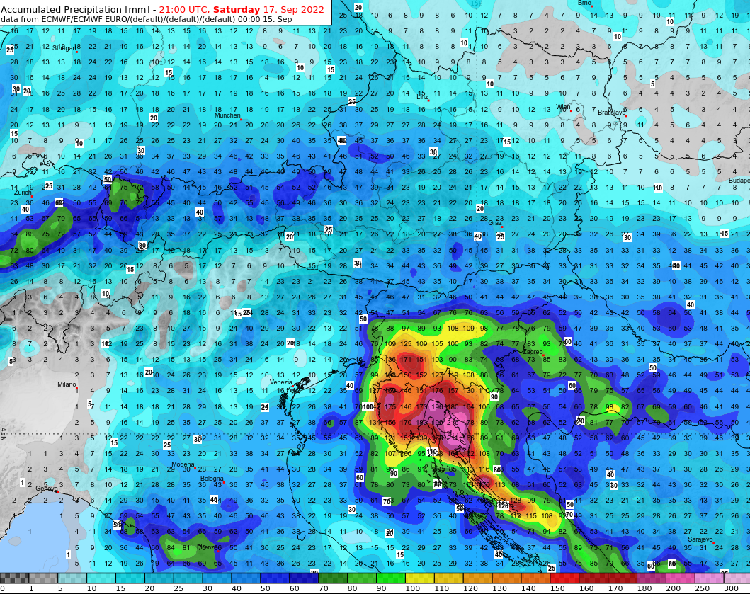 Die Niederschlagsprognose bis Samstagabend.