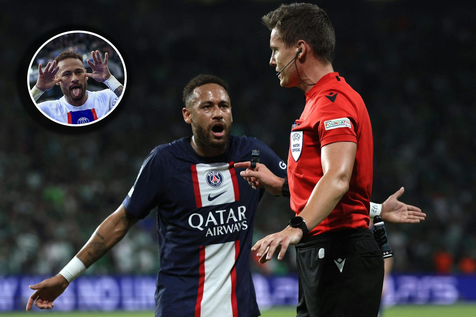 Neymar ärgert sich über Schiedsrichter Daniel Siebert.