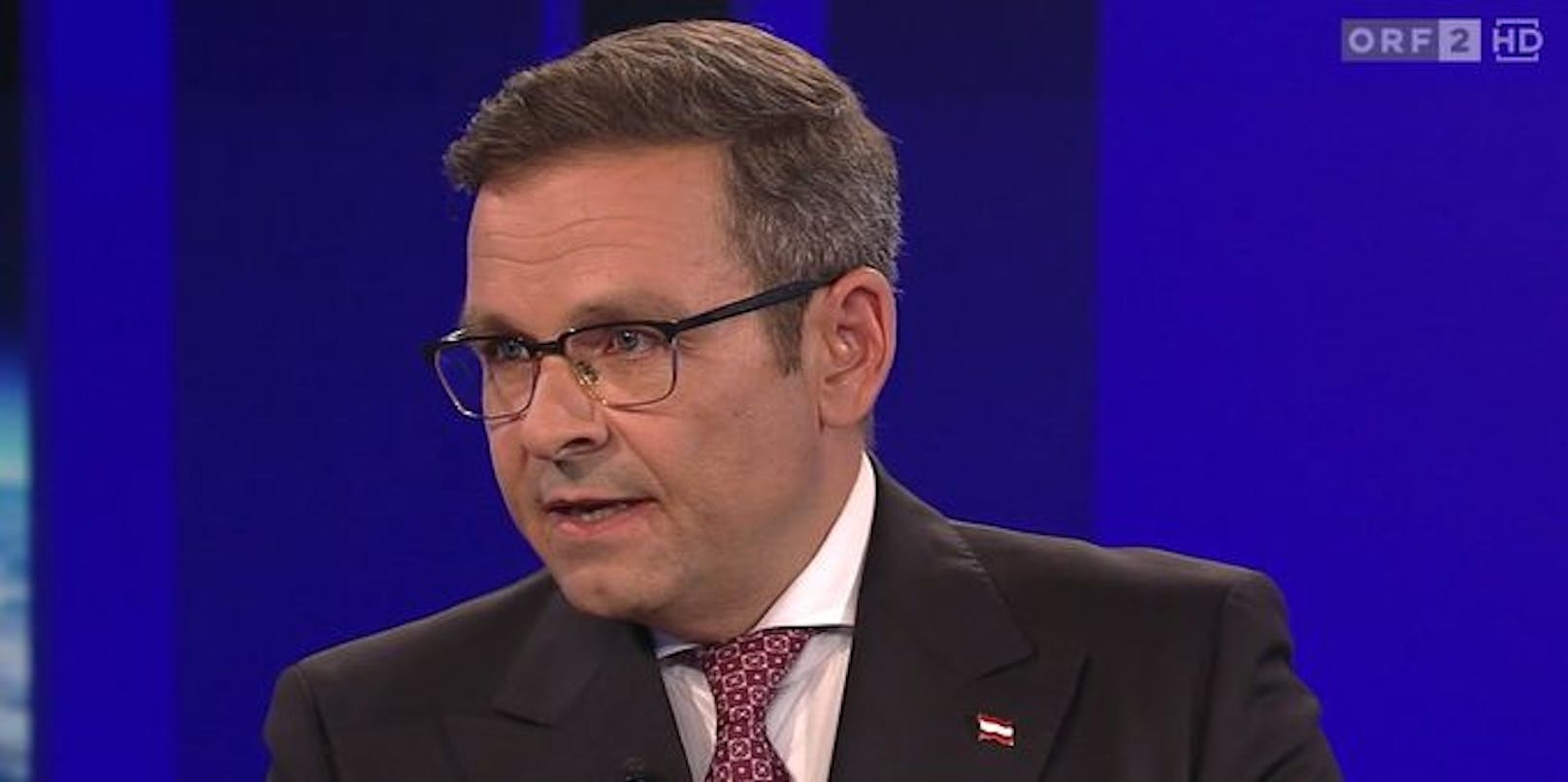 Abngriffslustig, auch auf Moderator und ORF, zeigte sich Hofburg-Kandidat Gerald Grosz in der "ZIB2".
