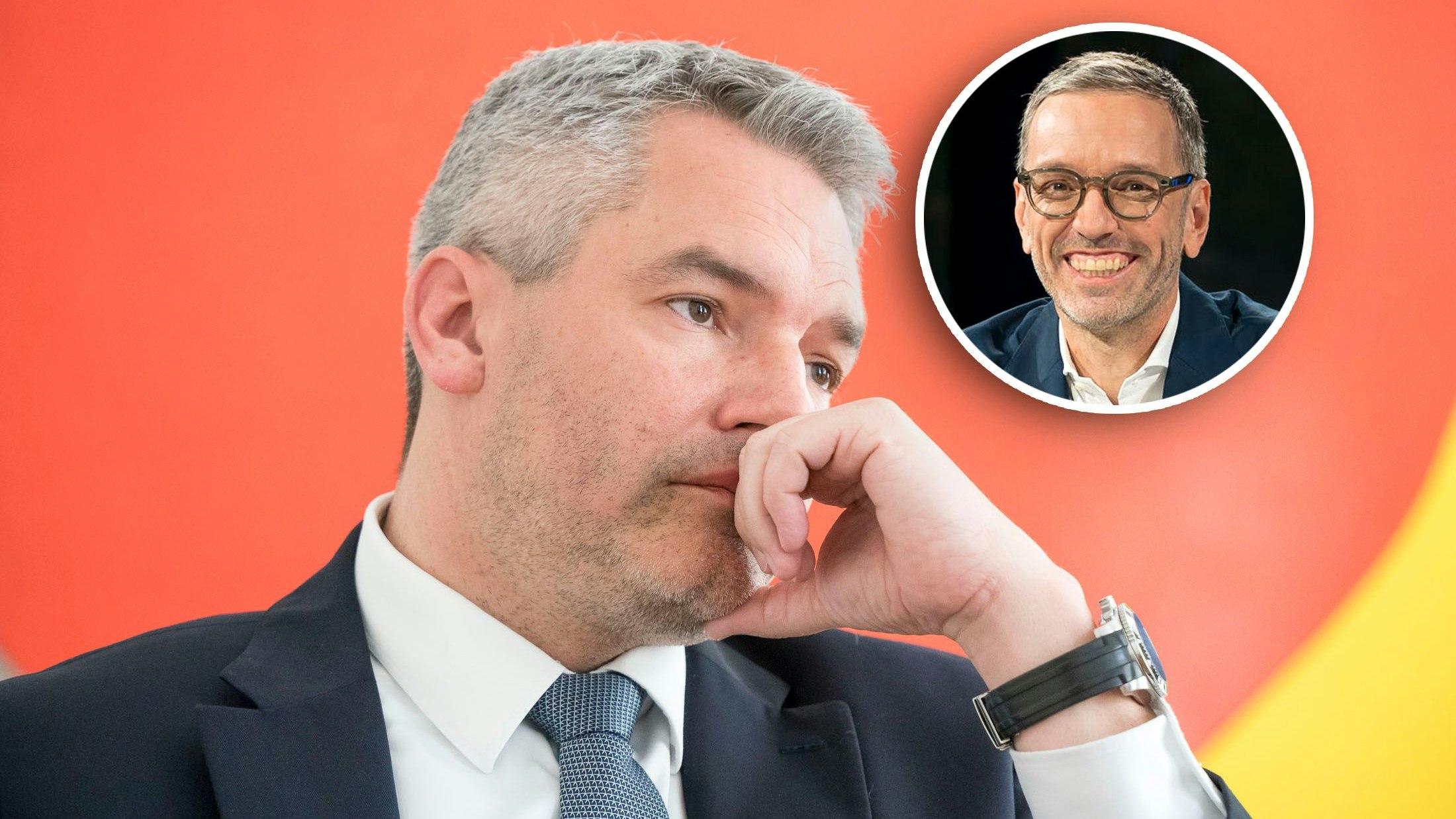 Kanzler Karl Nehammer (VP) wurde von Kickls FPÖ überflügelt.