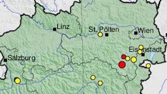 Im Raum Gloggnitz  ereignete sich ein Erdbeben der Magnitude 2,7.