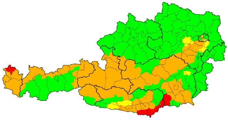 Unwetter-Karte am Samstag.