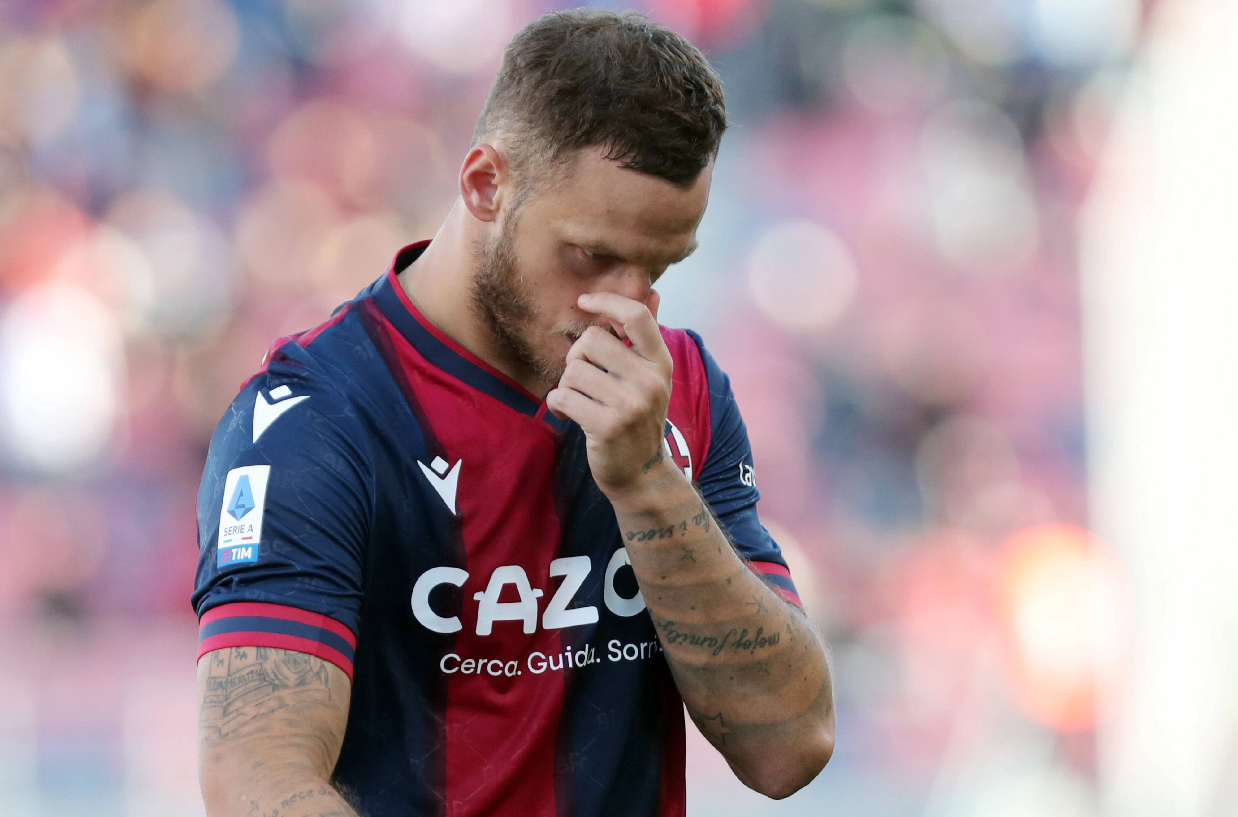 Marko Arnautovic holte sich bei einem Kopfball eine blutige Nase. 