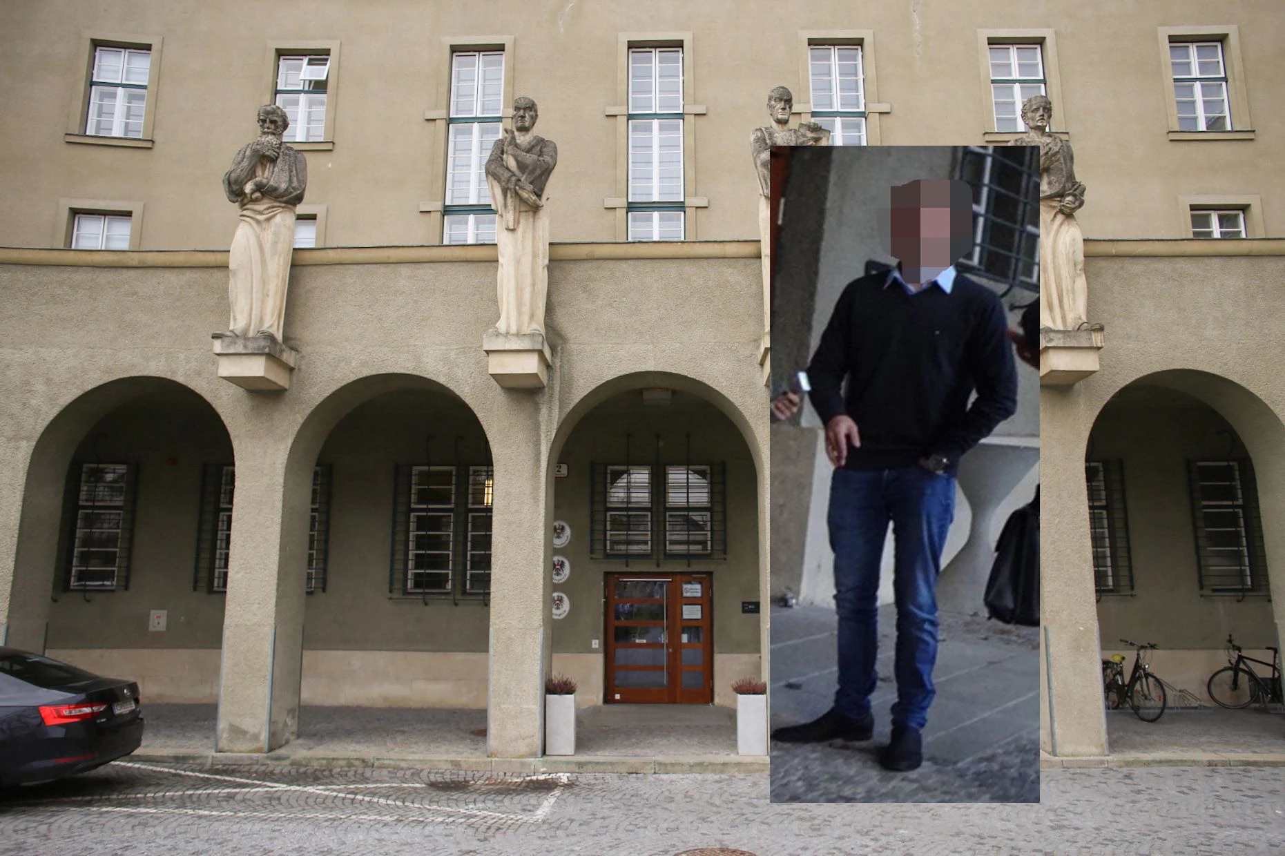 Der Angeklagte vor dem Gericht in Krems