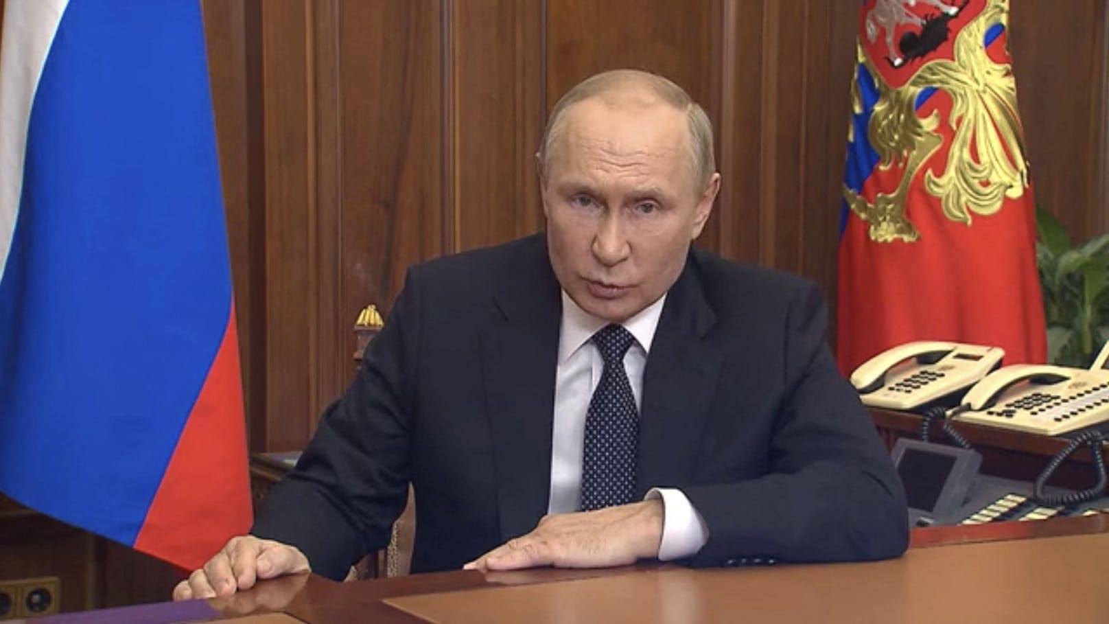 Russlands Präsident Wladimir Putin bei der Ankündigung der Teilmobilisierung der russischen Streitkräfte am 21. September 2022.
