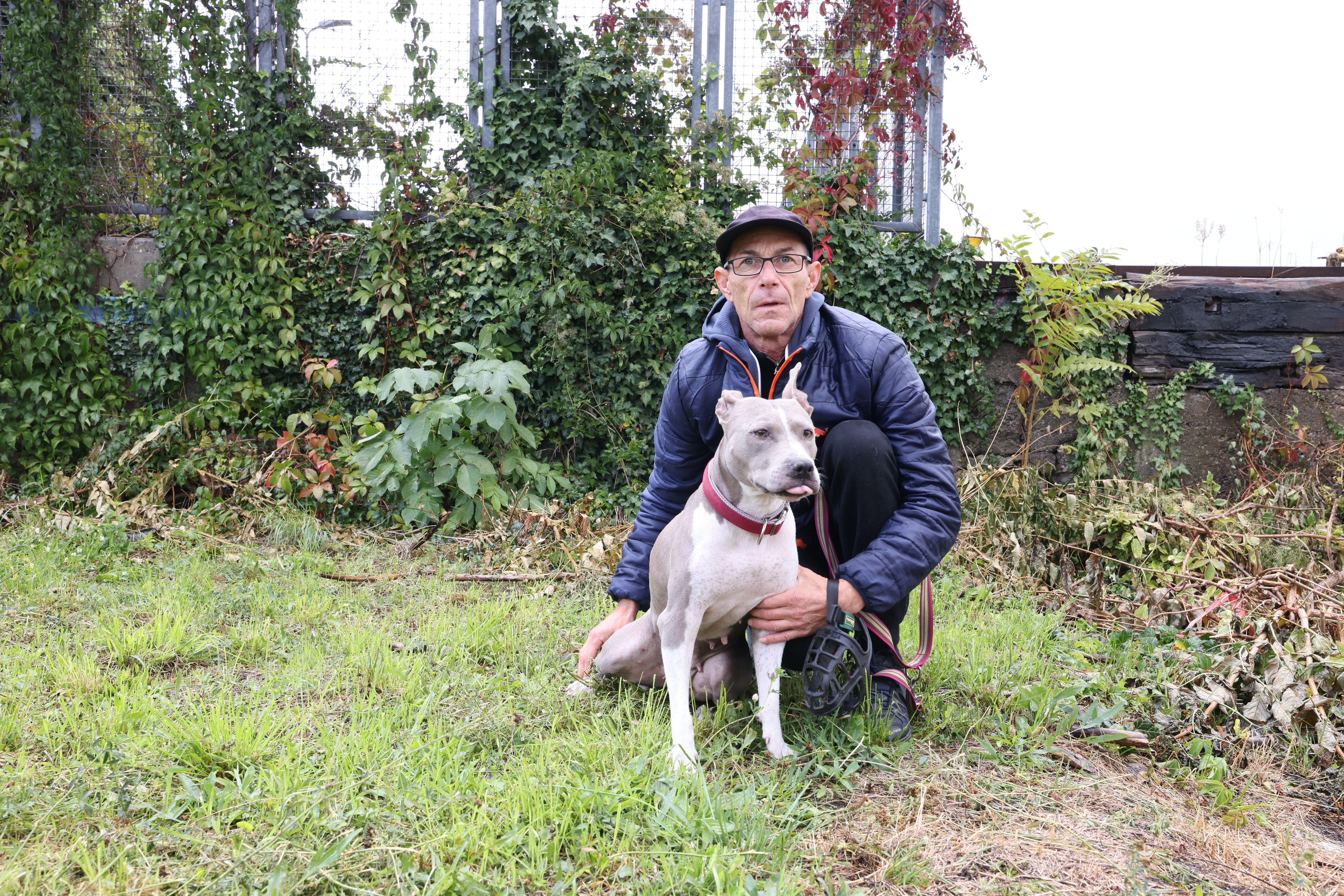 Markus T. (53) mit Terrier-Mischling Amy.