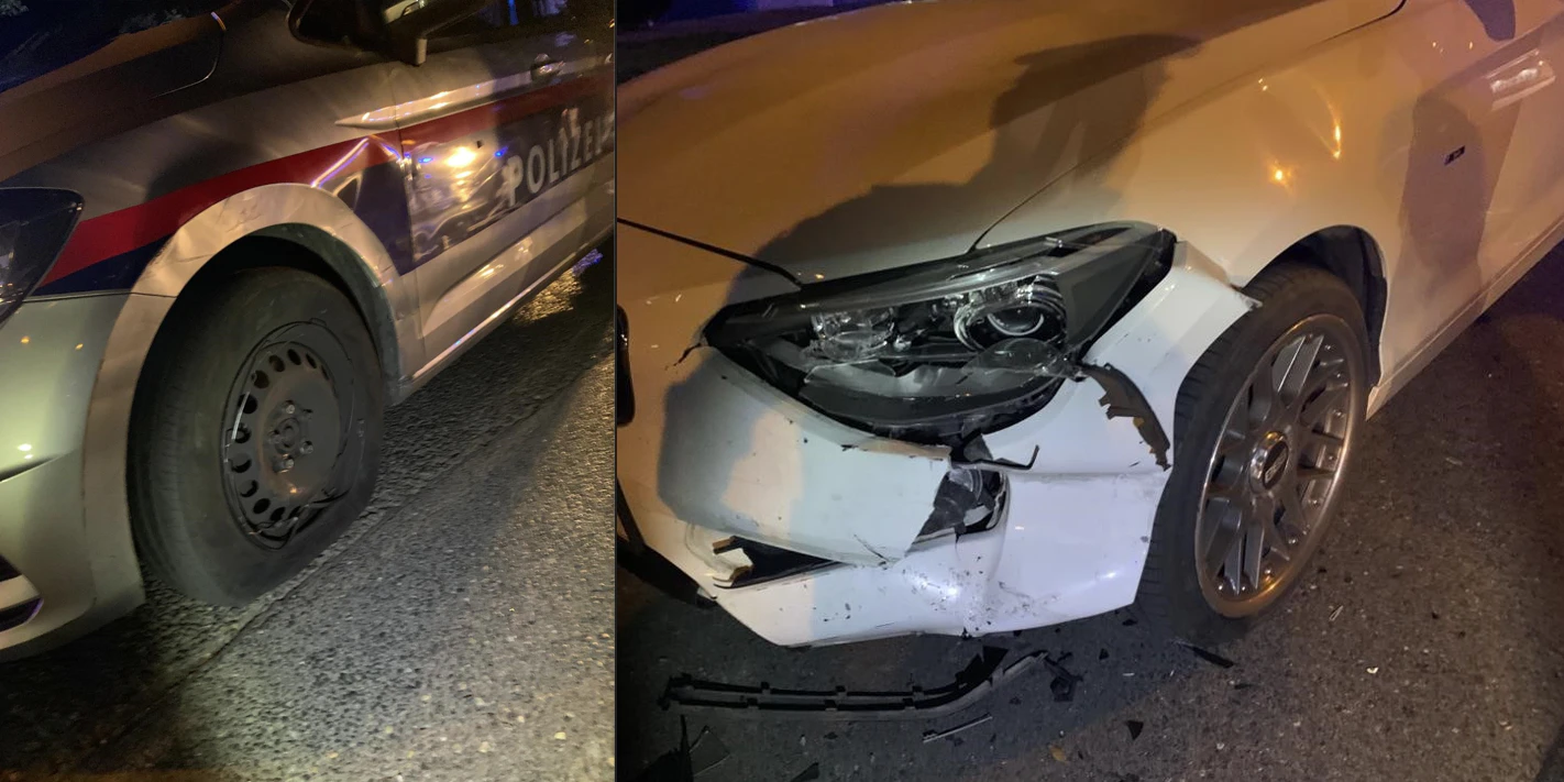 Der Flüchtende krachte in mehrere geparkte PKW und in ein Polizeiauto.