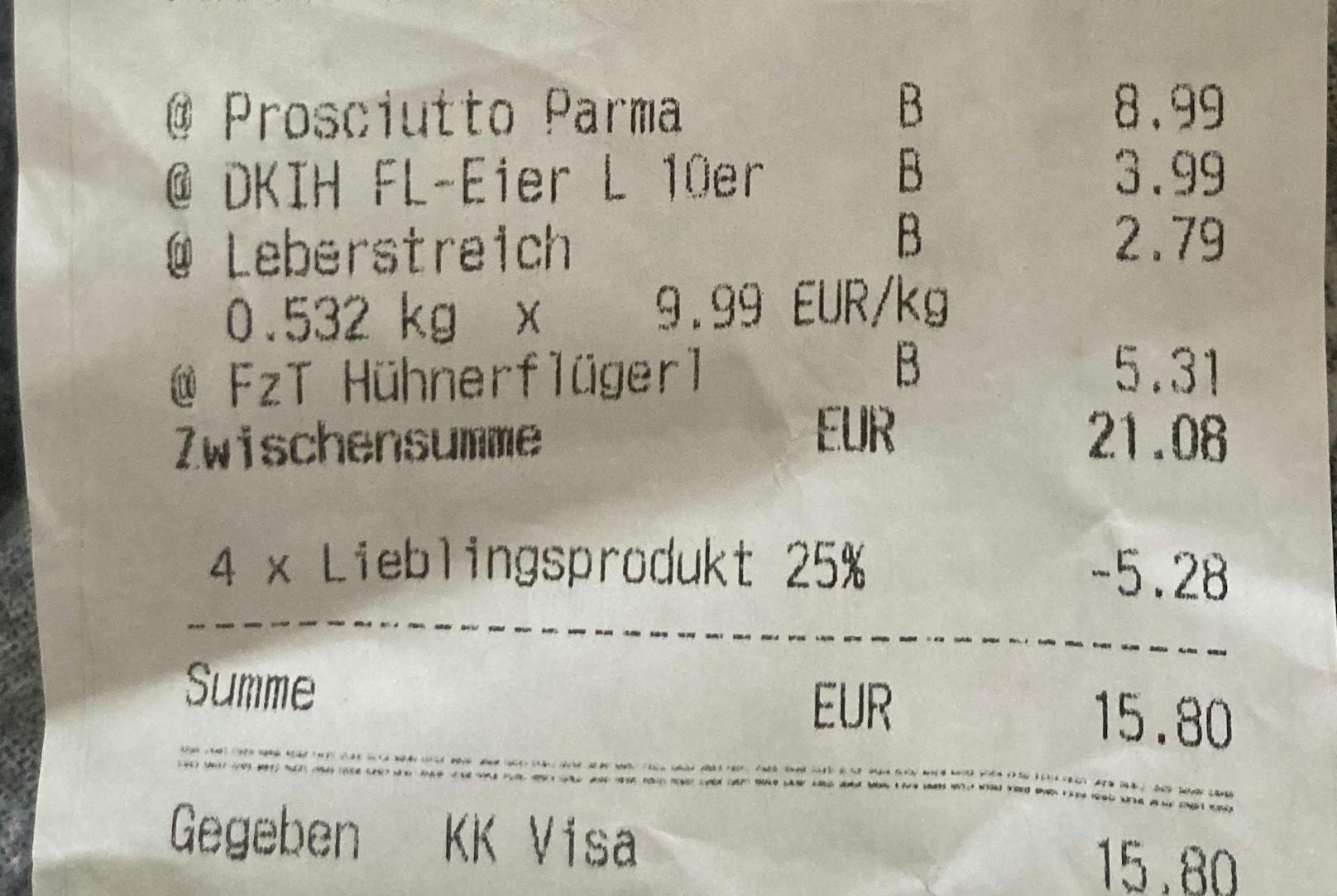 Der Prosciutto di Parma kostet beim Delikatessen-Supermarkt 8,99 Euro.