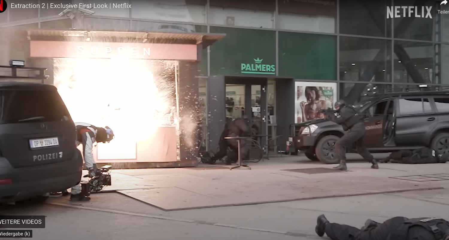 Film-Explosion auf der Donauplatte in Wien. 