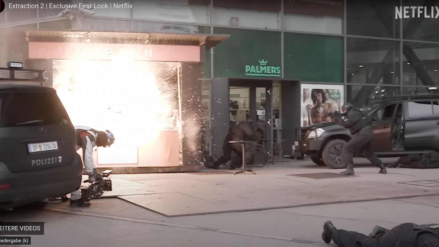 Film-Explosion auf der Donauplatte in Wien. 