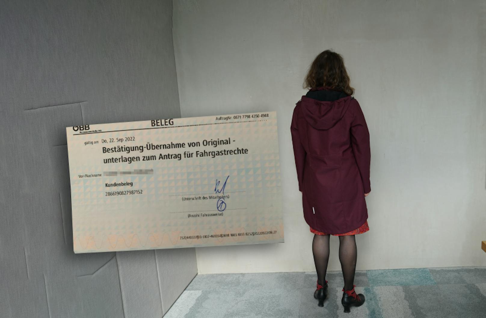 Manuela S. (56) und ihr Beleg nach der Beschwerde bei den ÖBB.