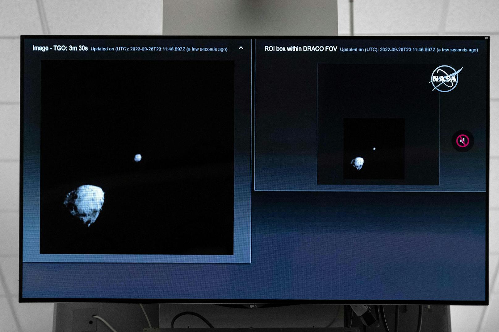Die NASA-Sonde übertrug die&nbsp;die Kollision live zur Erde.&nbsp;Dabei war der Asteroid Dimorphos erst rund eine Stunde vor dem Einschlag als heller Punkt sichtbar.