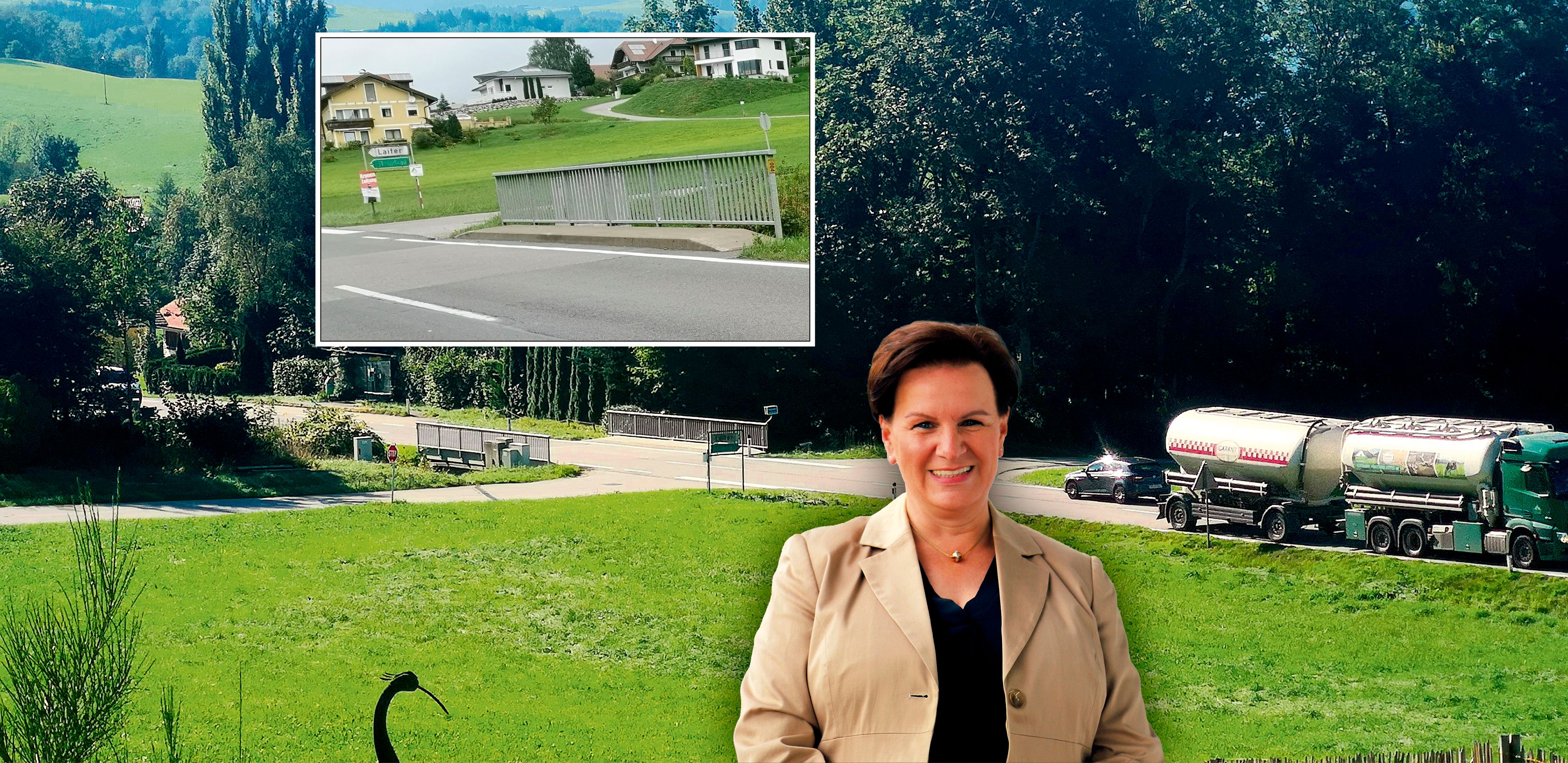 Die Kinder müssen die Kreuzung überqueren, um zur Bushaltestelle zu kommen. Die Bürgermeisterin ist um eine Lösung bemüht.