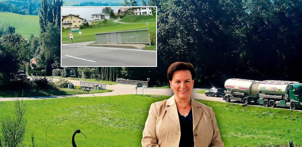 Die Kinder müssen die Kreuzung überqueren, um zur Bushaltestelle zu kommen. Die Bürgermeisterin ist um eine Lösung bemüht.