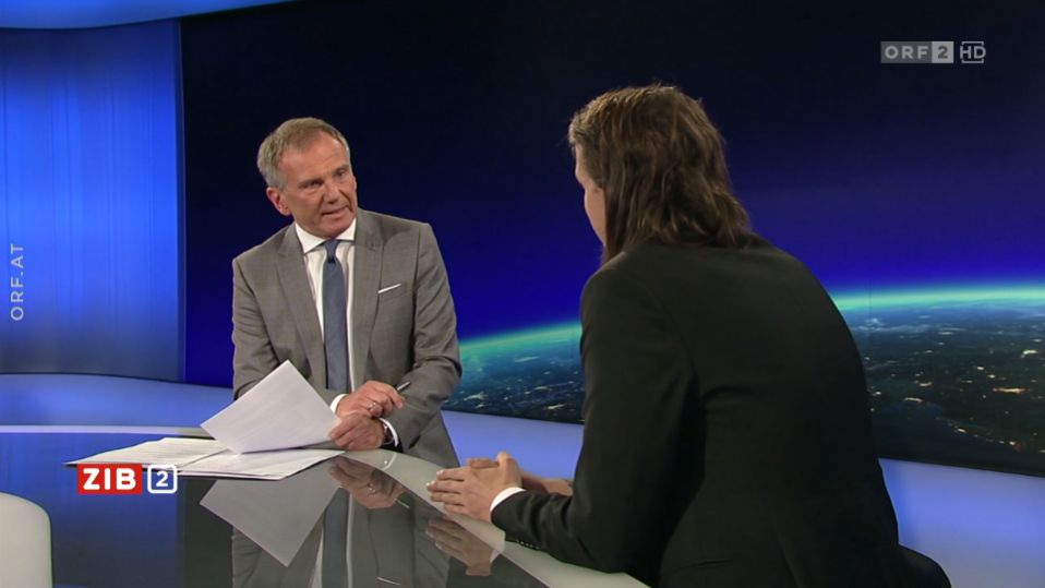 Dominik Wlazny alias Marco Pogo bei Armin Wolf in der ZIB2 am 27. September 2022.