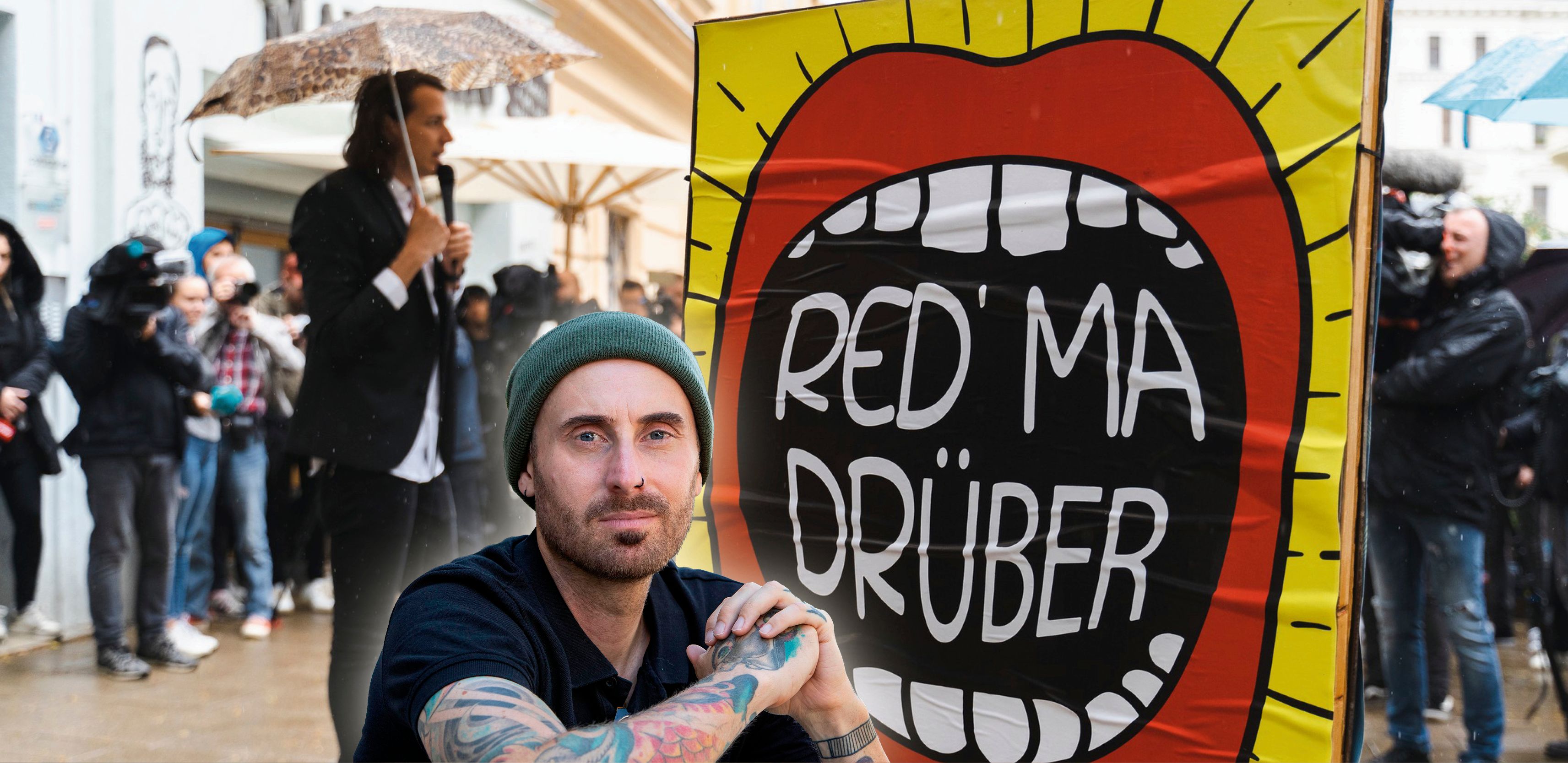 Stefan Beham malt sich Pogo quasi schon mal als Staatsoberhaupt aus.