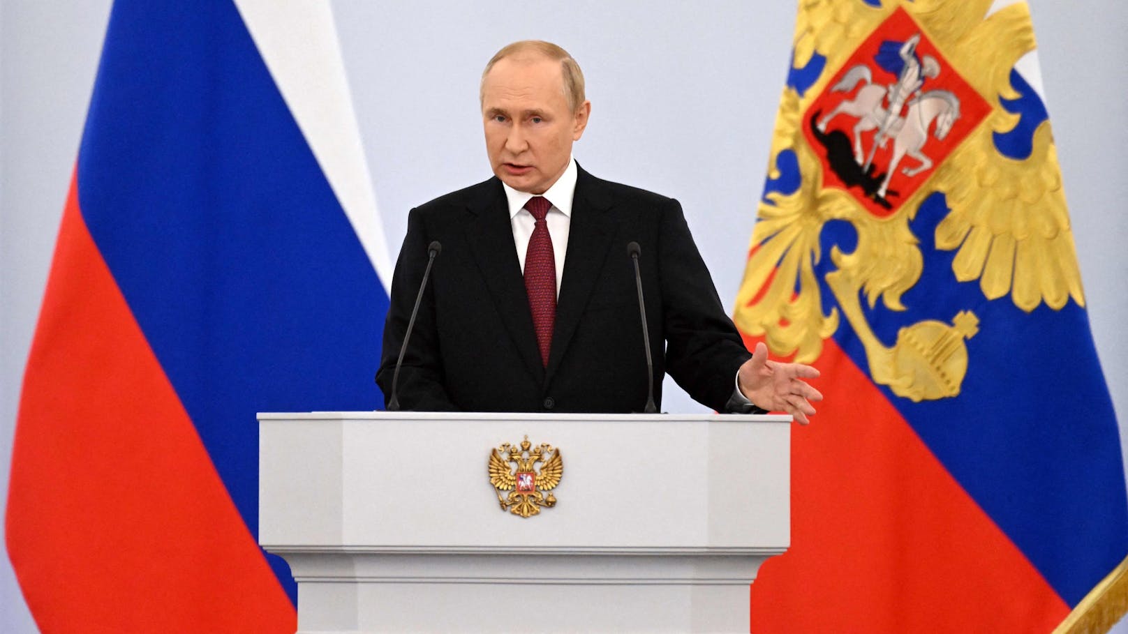 Kreml-Chef Wladimir Putin bei seiner Rede zur Annexion von vier ukrainischen Gebieten.