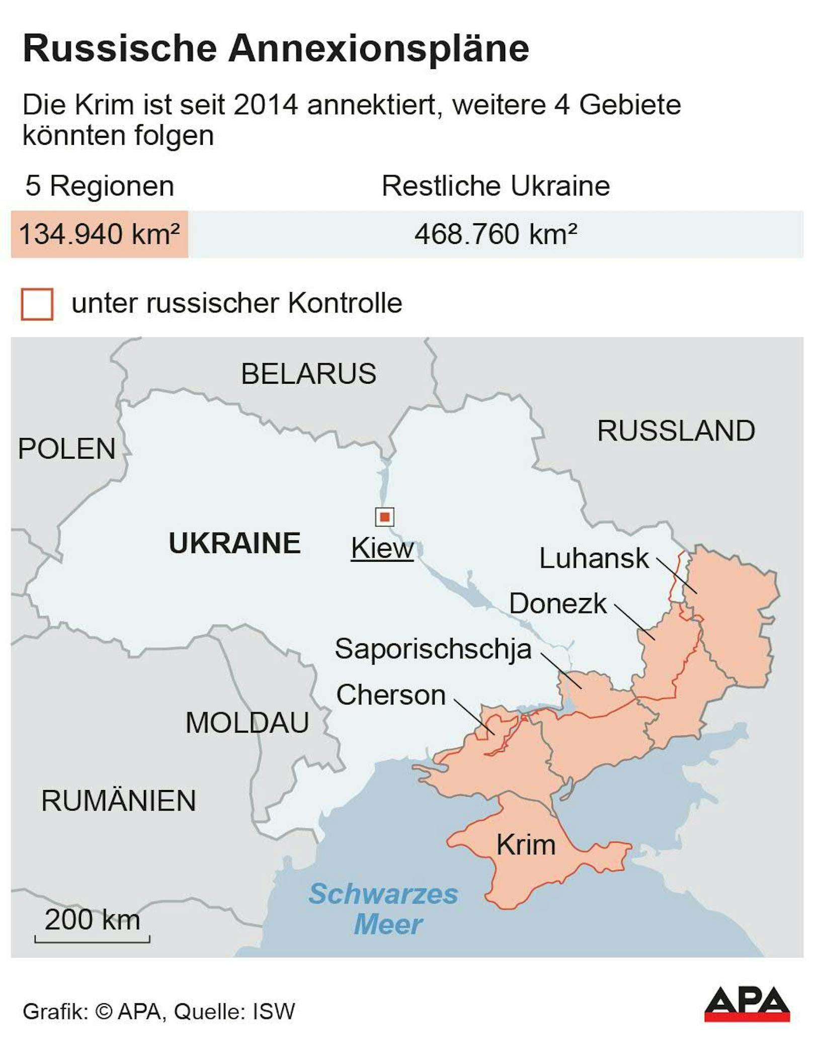 Putin will diese vier Provinzen Russland einverleiben.