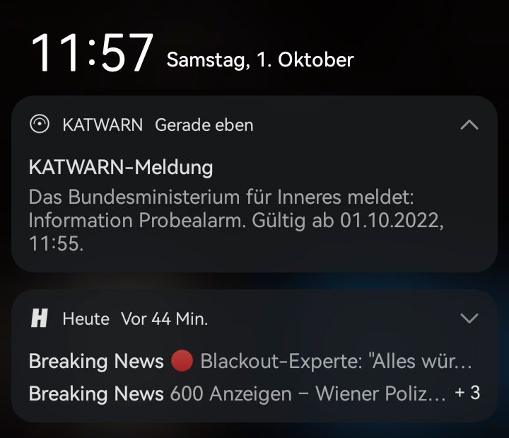 KATWARN-Push aufs Smartphone zum heutigen Probealarm