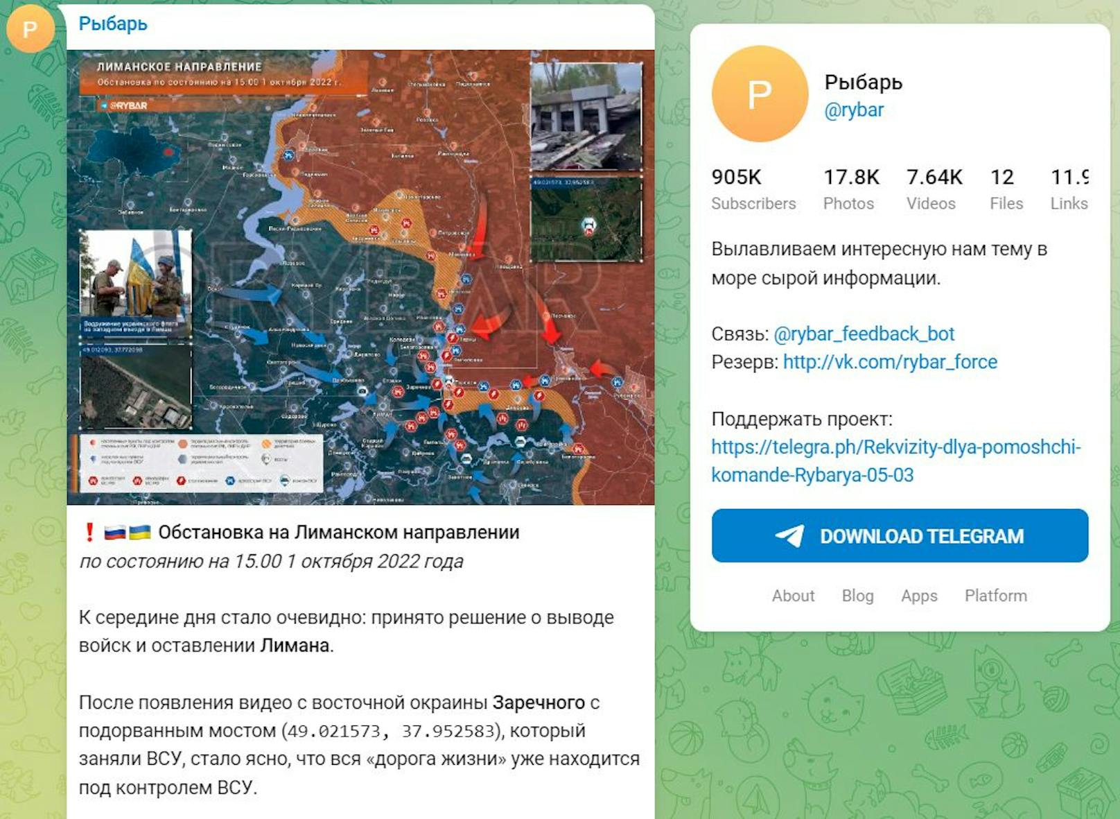 Die russische Armee-Führung musste noch zur Mittagszeit den Rückzug anordnen, wie auch der russische Militärblogger "Rybar" via Telegram meldet.