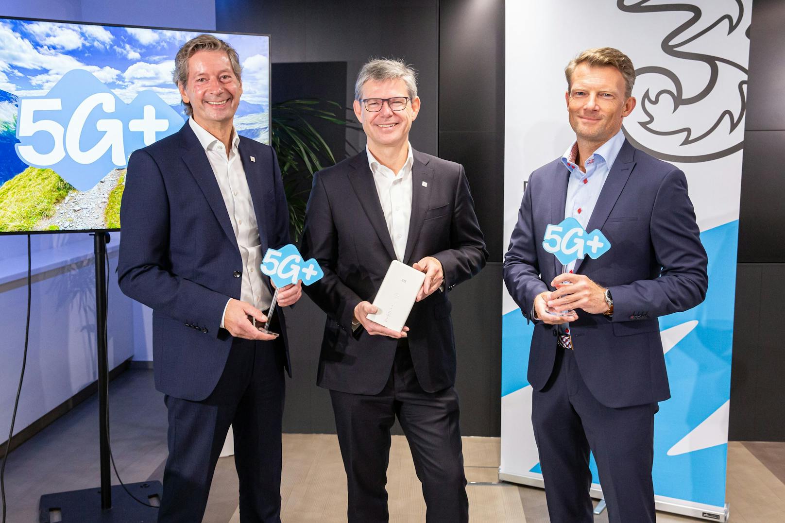 Drei CEO Rudolf Schrefl; Drei CTO Matthias Baldermann; Drei CCO Günter Lischka.
