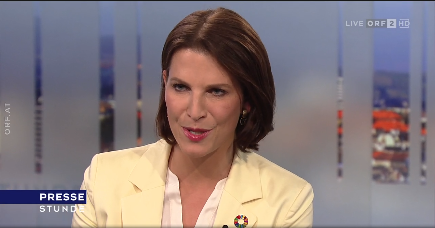 Europaministerin Karoline Edtstadler (ÖVP) war am Samstag zu Gast in der Pressestunde.