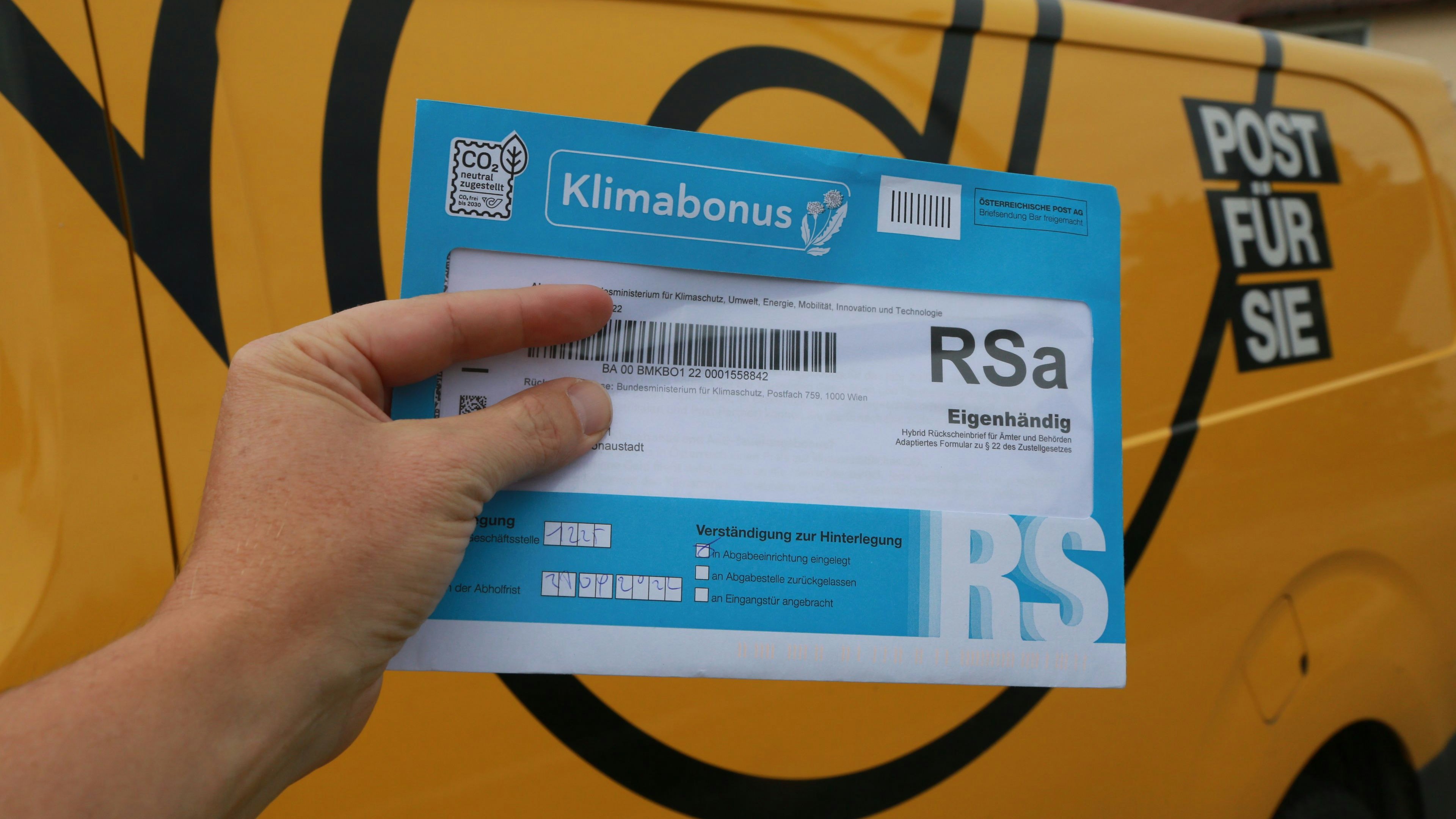 Besser selbst holen: Eine Vollmacht für den Klimabonus kostet 20,40 Euro.