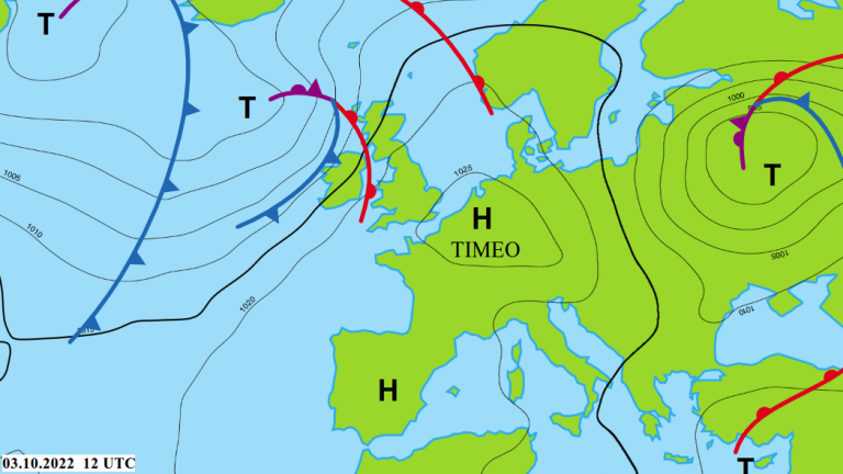 Ab dem Wochenbeginn breitet sich Hoch "Timeo" in Mitteleuropa aus.