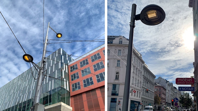 Die Sonne scheint, doch in der Landstraßer Hauptstraße brennen alle Lichter. 