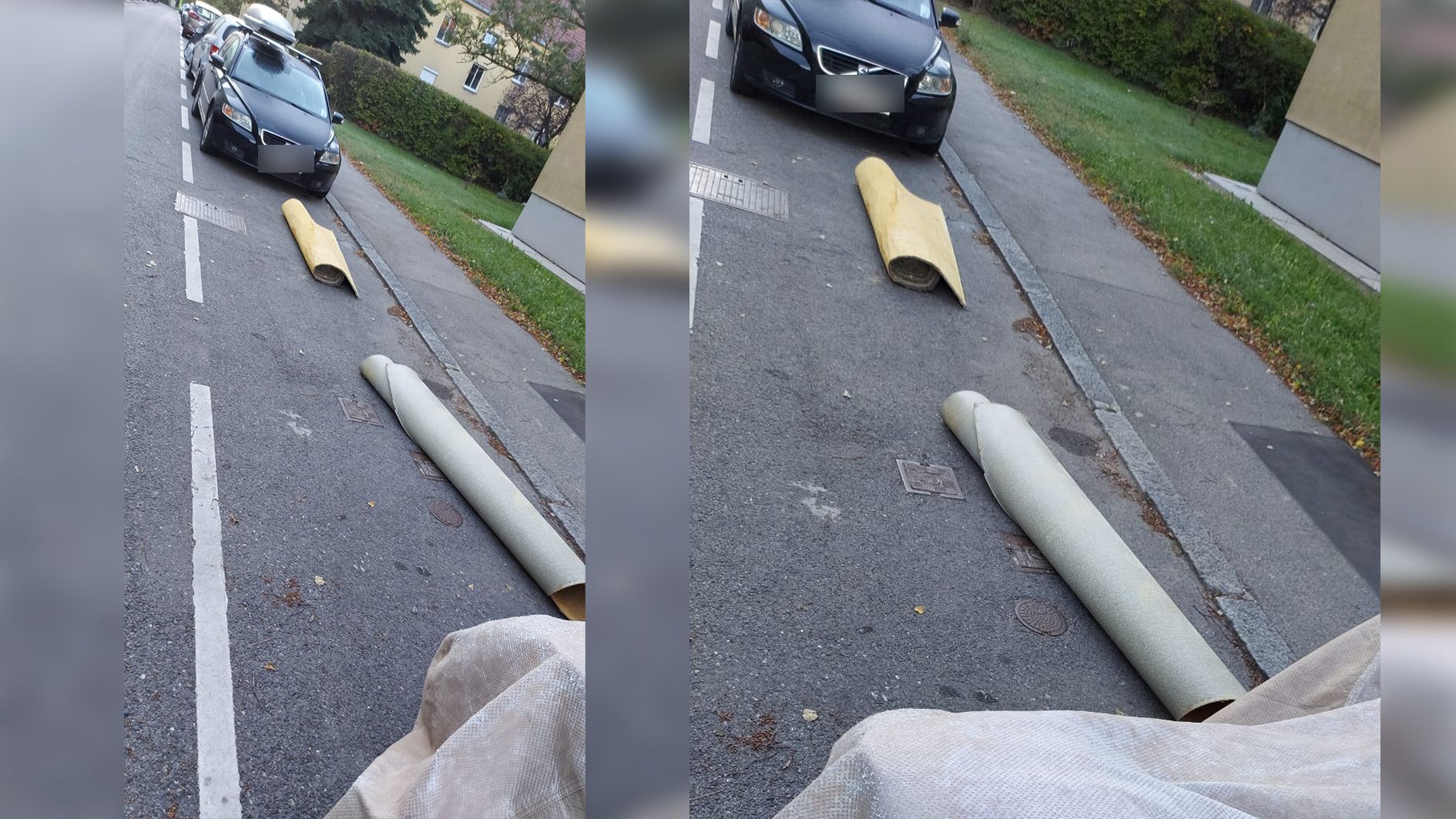 Um in seiner Straße einen Parkplatz zu ergattern, reservierte ein Wiener mit zusammengerollten Teppichen.