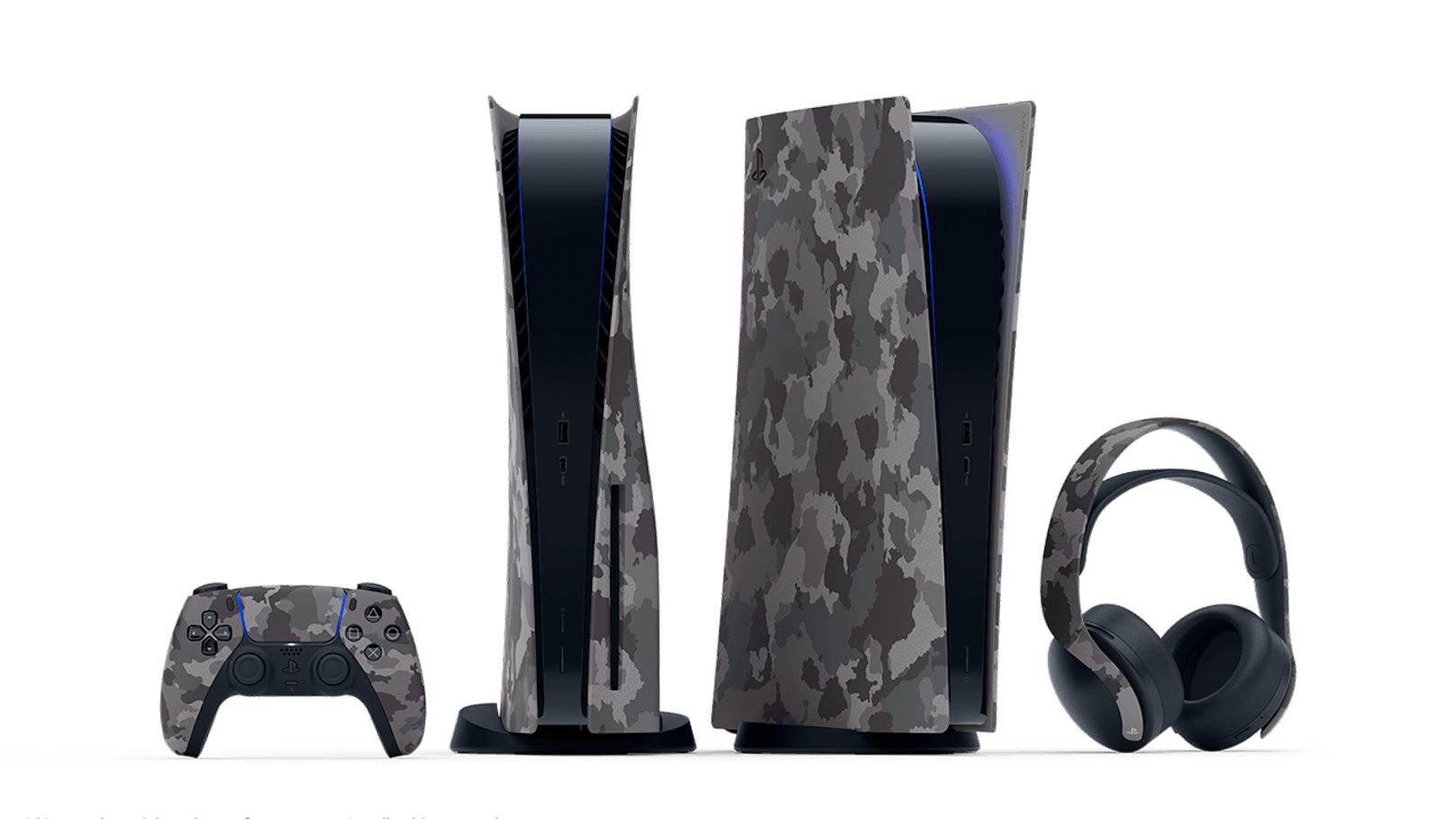 Neue Farbe Grey Camouflage für DualSense Wireless-Controller, PS5-Konsolen-Cover und PULSE 3D-Wireless-Headset 