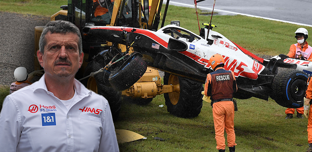 Günther Steiner tobt nach dem Unfall von Mick Schumacher. 