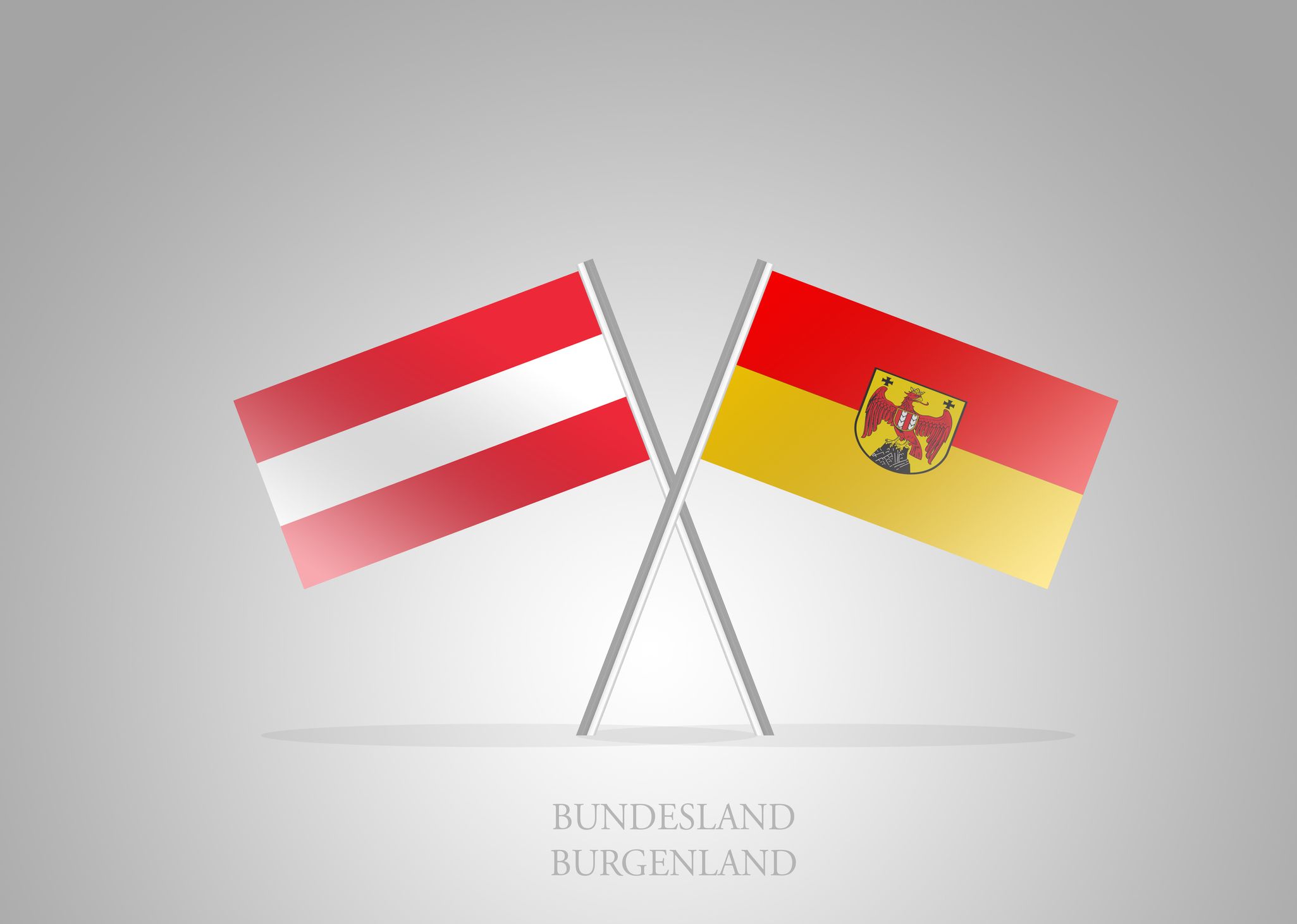 National flag of Austria and a federal state flag. Digitally created image. This image is part of a Austrian state series. 