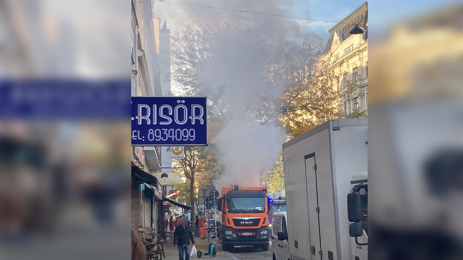Müllauto auf MaHü in Flammen – Florianis vor Ort