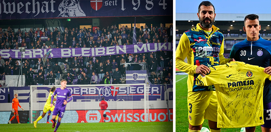 Die Austria Fans und Gegner Villarreal dachten an Muharem Huskovic. 