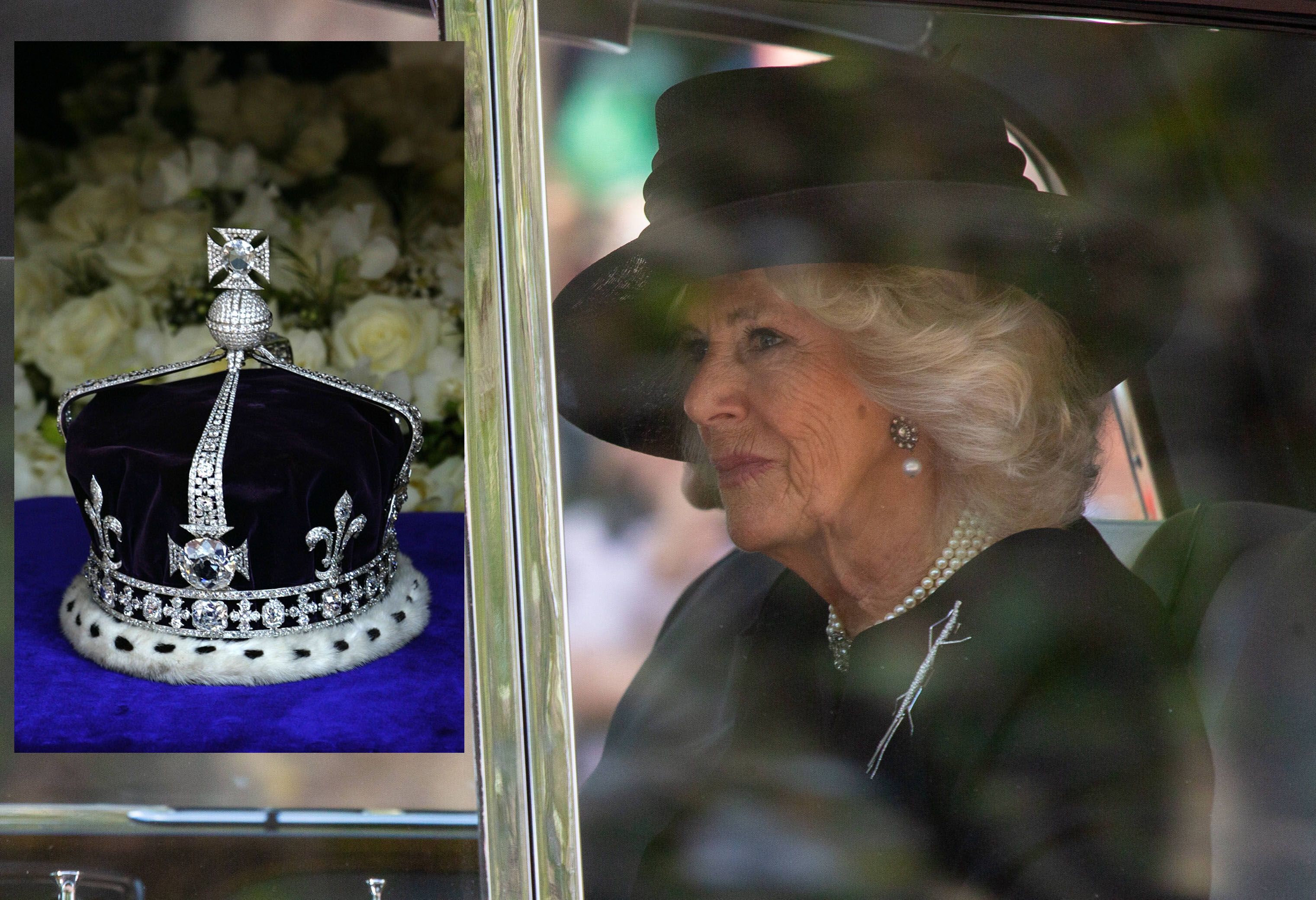 Queen Consort Camilla soll diese umstrittene Krone am Krönungstag, dem 6. Mai 2023 tragen