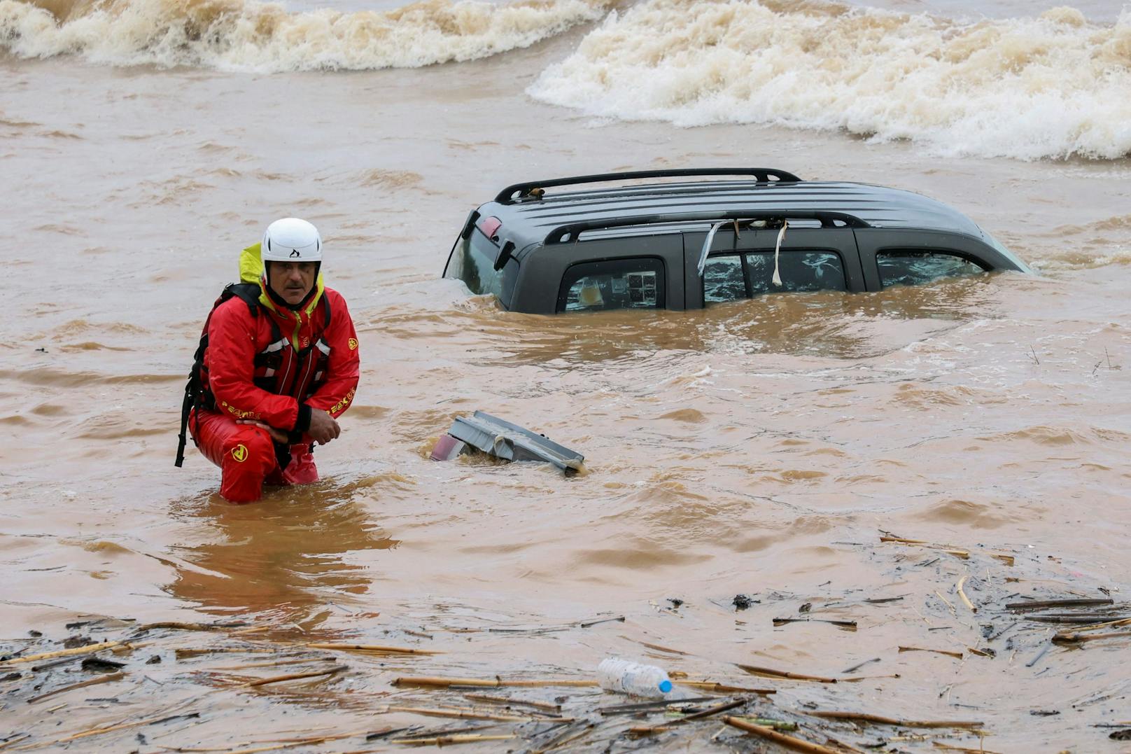 Bilder der Verwüstung nach einem heftigen Unwetter nahe der kretischen Hauptstadt Heraklion am 15. Oktober 2022.