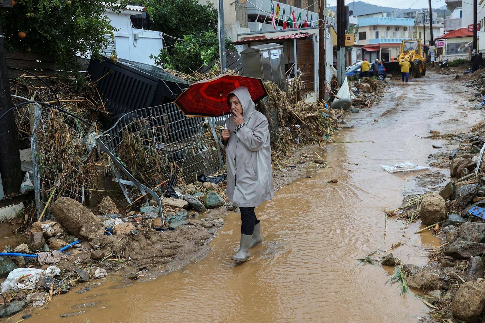 Bilder der Verwüstung nach einem heftigen Unwetter nahe der kretischen Hauptstadt Heraklion am 15. Oktober 2022.