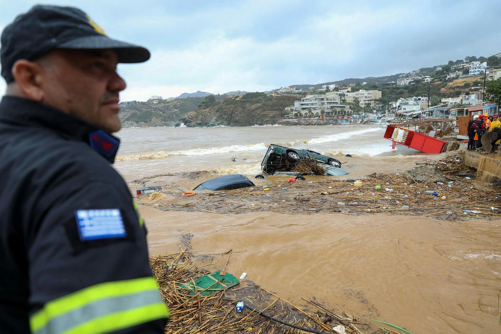 Bilder der Verwüstung nach einem heftigen Unwetter nahe der kretischen Hauptstadt Heraklion am 15. Oktober 2022.