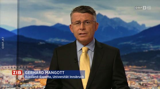 Russland-Experte Gerhard Mangott bei Marie-Claire Zimmermann in der ZIB2 am Sonntag.