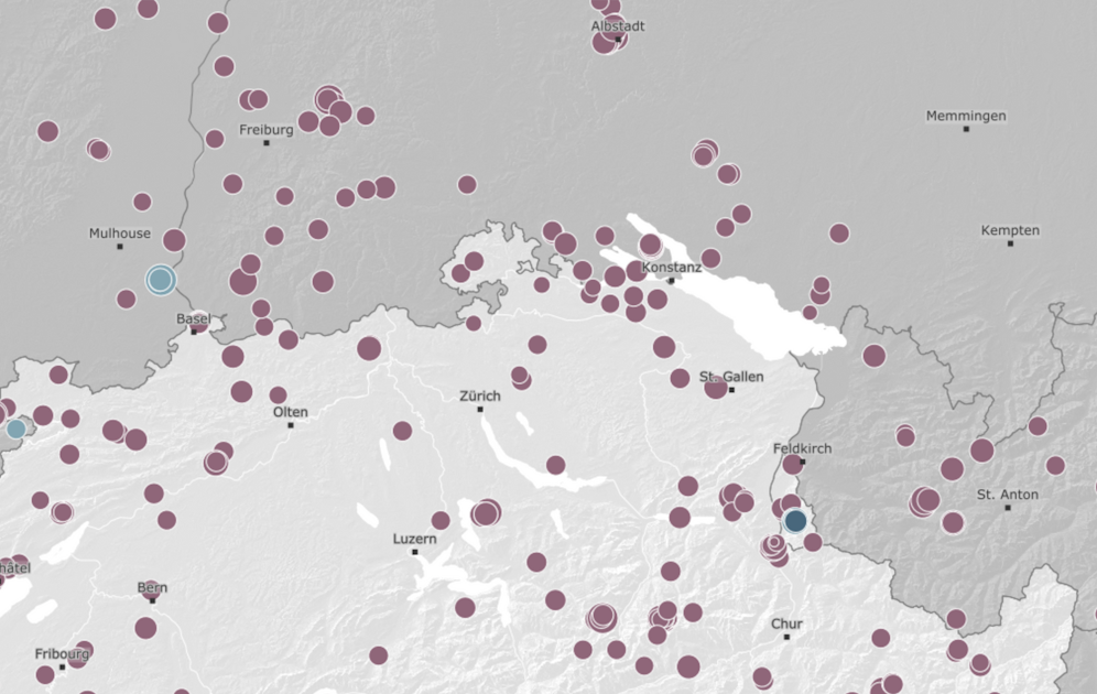 Das Erdbeben am Sonntagmorgen hat sich 16 Kilometer südwestlich von Tübingen ereignet.