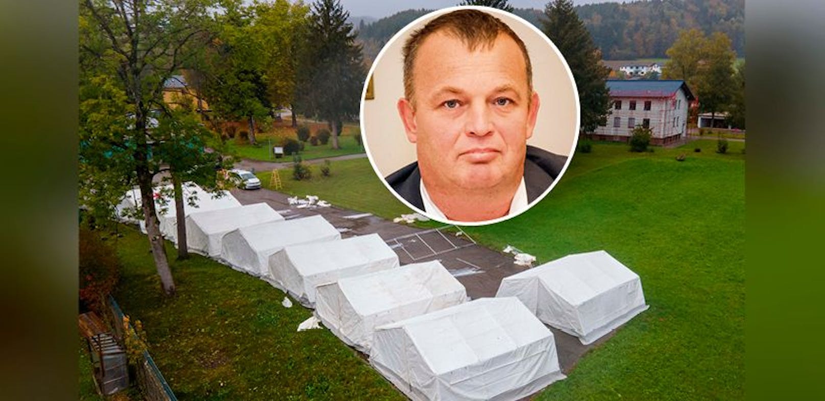 "Wir wollen, dass die Zelte wegkommen!" Der St. Georgener Bürgermeister Ferdinand Aigner übt scharfe Kritik in Richtung Bund und Land Oberösterreich.