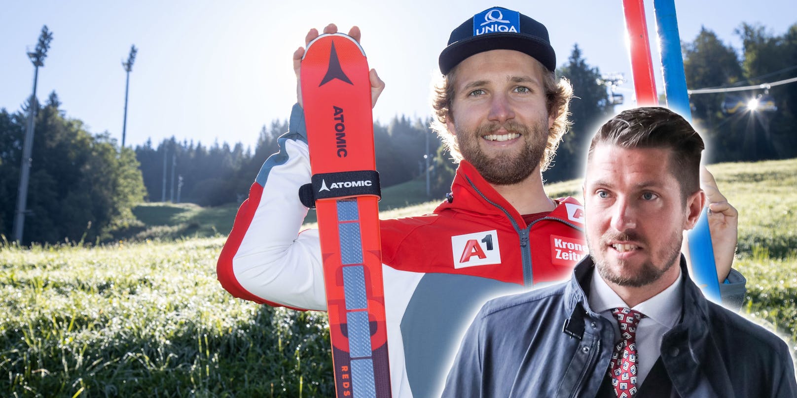 Marco Schwarz (l.) traut dem Ski von Marcel Hirscher einiges zu.