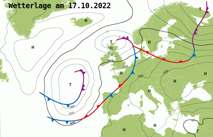 Großwetterlage am heutigen Montag.