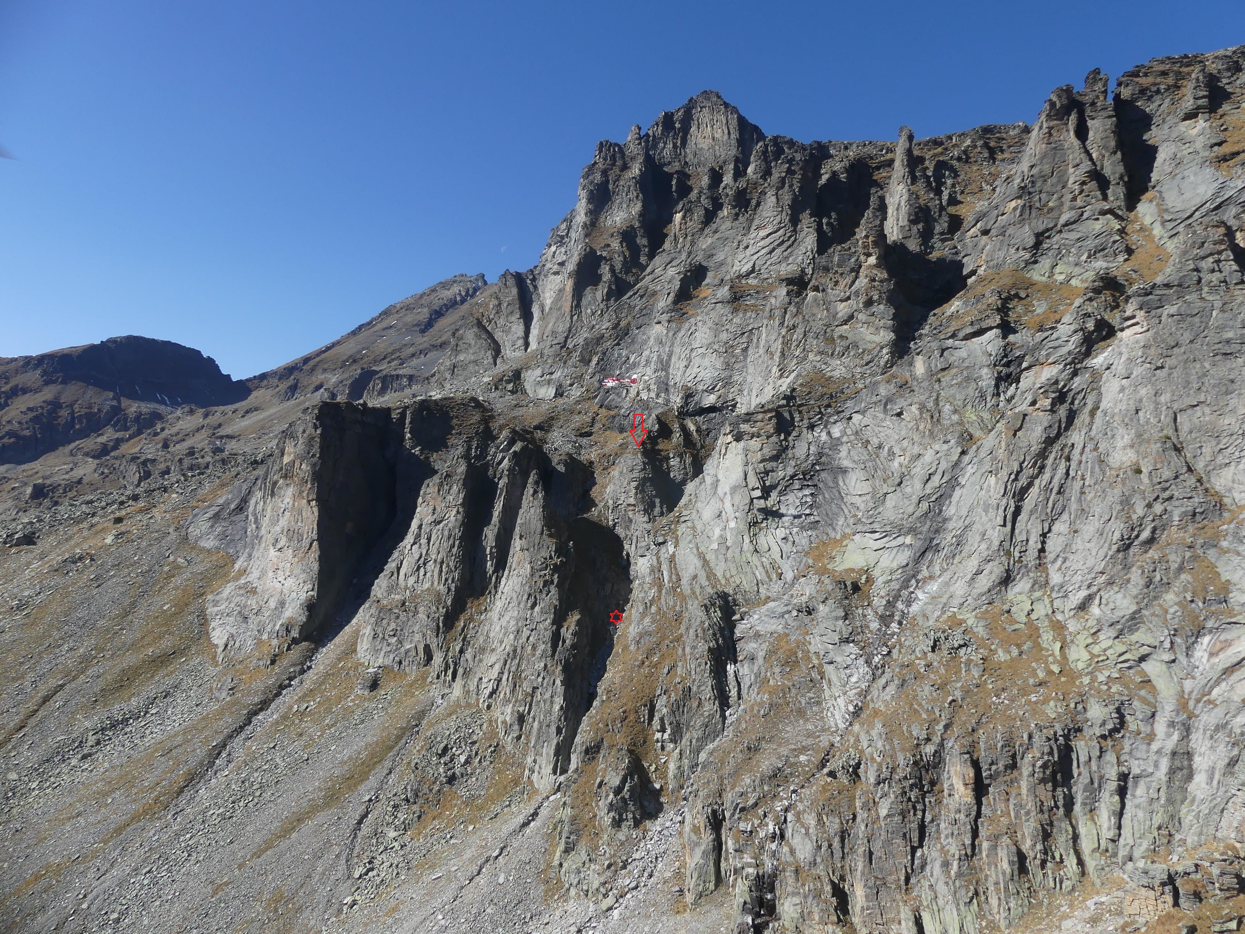 Der Bereich des Absturzes.